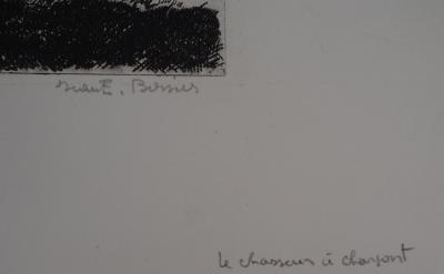 Jean-Eugène BERSIER : Le chasseur à charpont - Gravure originale signée 2