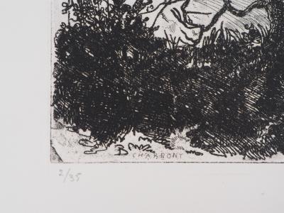 Jean-Eugène BERSIER : Le chasseur à charpont - Gravure originale signée 2