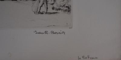 Jean-Eugène BERSIER : La batteuse - Gravure originale signée 2