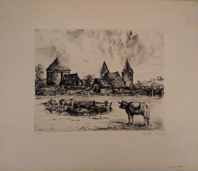 Jean-Eugène BERSIER - Normandie, Les tourelles -  Gravure originale signée 2