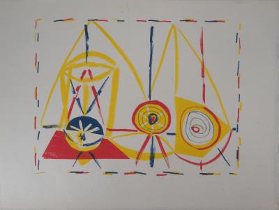 Pablo PICASSO : Composition cubiste au verre - Lithographie originale, 1946 2