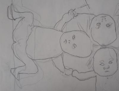 Leonard Tsuguharu FOUJITA : Ronde d’enfants, vers 1950 - Dessin original signé 2