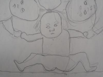 Leonard Tsuguharu FOUJITA : Ronde d’enfants, vers 1950 - Dessin original signé 2