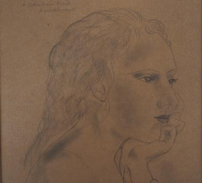 Leonard Tsuguharu FOUJITA : Femme pensive, 1925 - Dessin original signé 2