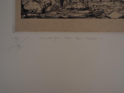 Gerard DIAZ : Paysage surréaliste - 1977 -  Gravure originale signée 2