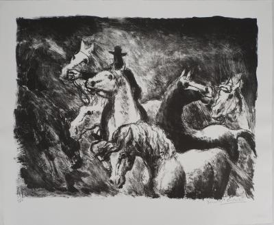 Gérard COCHET : Les chevaux - Lithographie originale signée 2