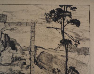 Gerard DIAZ : Paysage surréaliste - 1977 -  Gravure originale signée 2