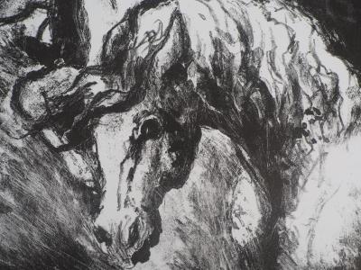 Gérard COCHET : Les chevaux - Lithographie originale signée 2