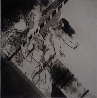 Claude GROSCHENE : L’arrivée  - Gravure originale signée 2