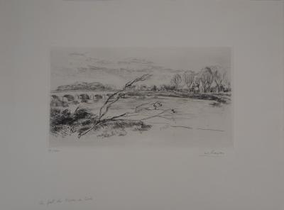 Luc FRANCOIS - Le pont de Nevers en hiver - Gravure originale signée 2