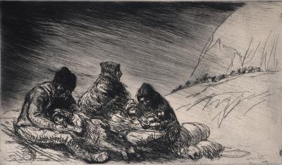Théophile Alexandre STEINLEN : Guerre, les réfugiés - 1916 - Gravure Originale Signée 2