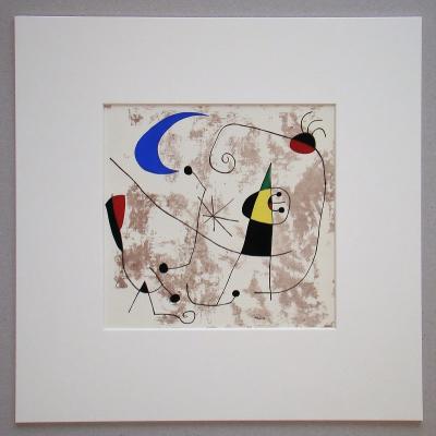 Joan MIRO (d’après) - Personnage dans la nuit, 1956 - Pochoir en couleurs signée 2