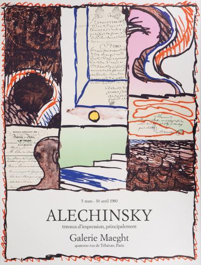 Pierre Alechinsky : Composition - Lithographie originale, 1980