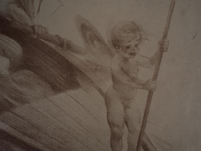 Adolphe WILLETTE -  Les Amoureux et Cupidon  - Lithographie Originale Signée 2