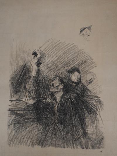 Théophile Alexandre STEINLEN - Etude de quatre personnages  - Lithographie Originale Signée 2