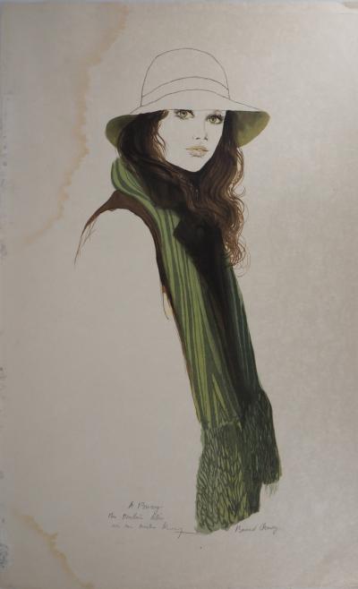 Bernard CHAROY: Portrait de femme à l’écharpe - Lithographie originale signée 2
