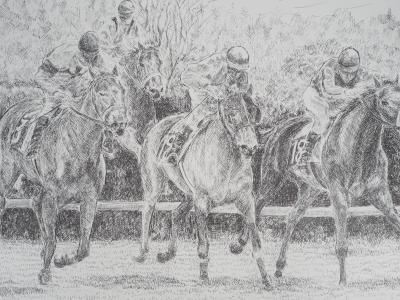 Serge MENDJISKY : Course de cheval - Lithographie originale signée 2