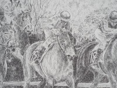 Serge MENDJISKY : Course de cheval - Lithographie originale signée 2