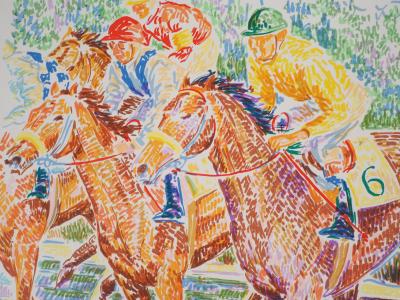 Serge MENDJISKY : Saut d’obstacles à cheval - Lithographie originale signée 2