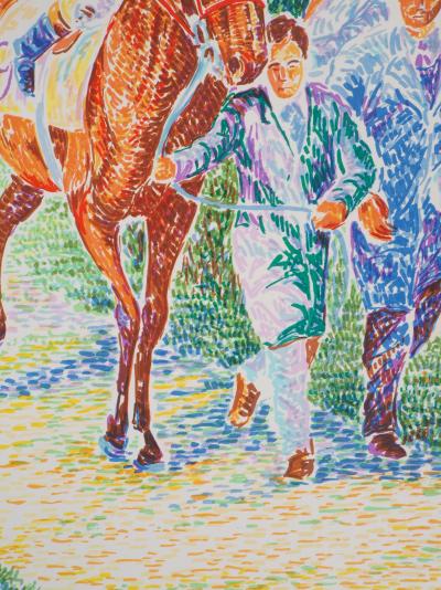 Serge MENDJISKY : Equitation, Avant la course - Lithographie originale signée 2