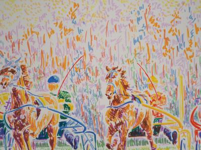 Serge MENDJISKY : Départ de course, les Sulky - Lithographie originale signée 2