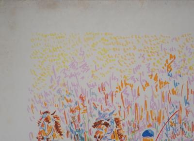 Serge MENDJISKY : Départ de course, les Sulky - Lithographie originale signée 2