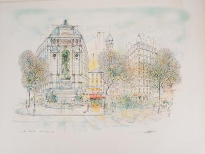 Rolf RAFFLEWSKI : Place saint Michel - Lithographie originale signée 2