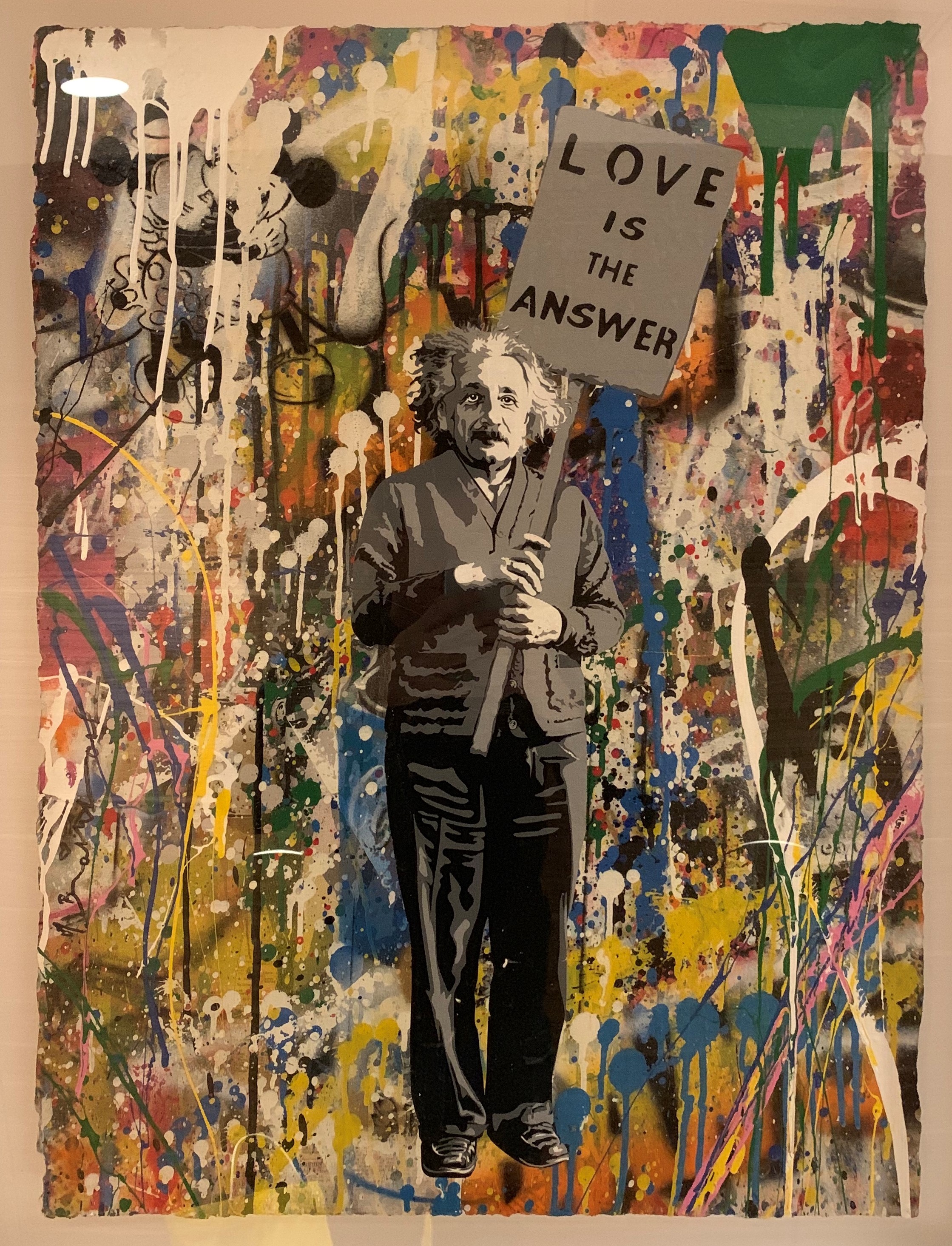 Mr. Brainwash (Thierry Guetta) Albert Einstein, Love is the answer, 2017 Technique mixte sur
