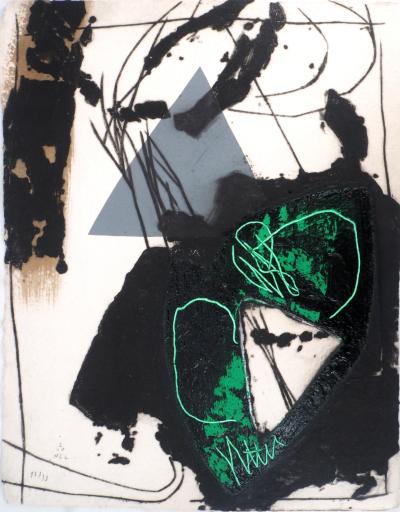 LIONEL : Trace verte - Gravure en carborundum signée 2