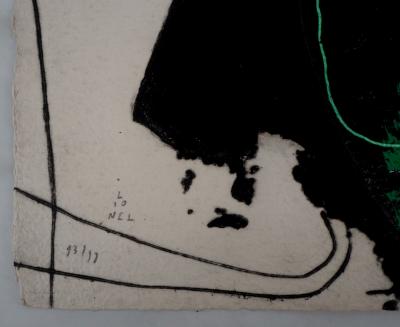 LIONEL : Trace verte - Gravure en carborundum signée 2