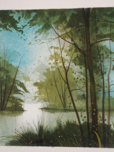 Gilles FIGUIER - Le lac  - Lithographie Originale Signée 2