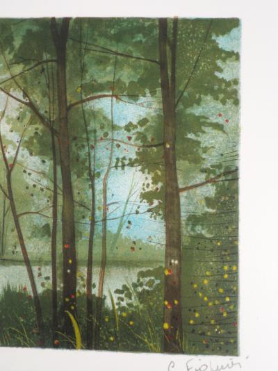 Gilles FIGUIER - Le lac  - Lithographie Originale Signée 2