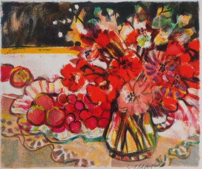 Sachiko IMAI - Bouquet de coquelicots - Lithographie Originale Signée 2