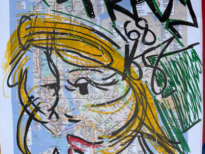 Tracy 168 - posca sur plan de métro Nyc plastifié 2