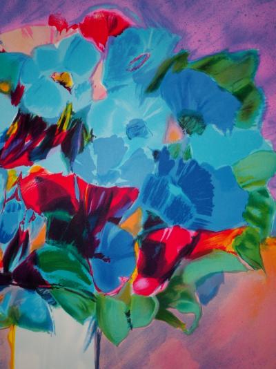 Claude HEMERET: Mehrfarbiger Blumenstrauß – Original signierte Lithographie 2