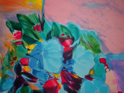 Claude HEMERET: Mehrfarbiger Blumenstrauß – Original signierte Lithographie 2