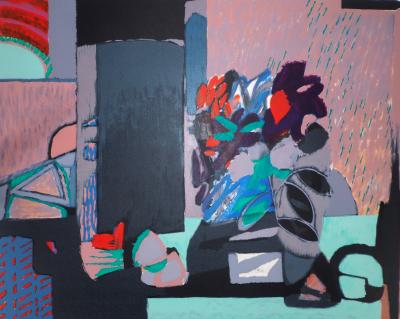 Gabriel GODARD : Nature morte au bouquet multicolore - Lithographie originale signée 2
