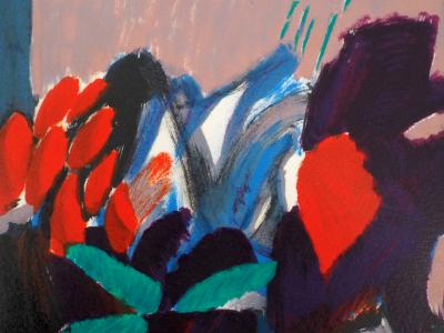 Gabriel GODARD : Nature morte au bouquet multicolore - Lithographie originale signée 2