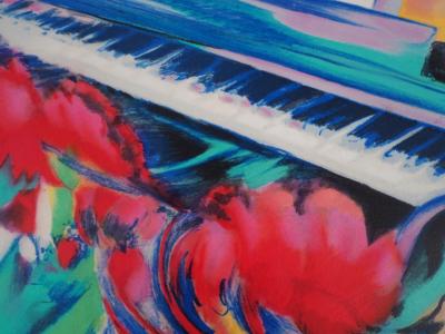 Claude HEMERET : Piano et partitions - Lithographie Originale Signée 2
