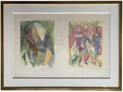 Jacques VILLON - Portrait de Paul Valéry et Virgilius Maro, lithographie signée 2