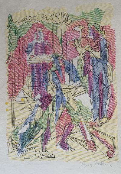 Jacques VILLON - Portrait de Paul Valéry et Virgilius Maro, lithographie signée 2