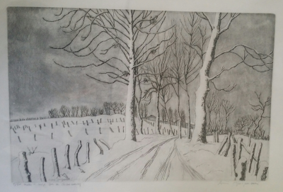 André JACQUEMIN - Matin sous la neige, 1983 - Eau forte originale signée au crayon 2