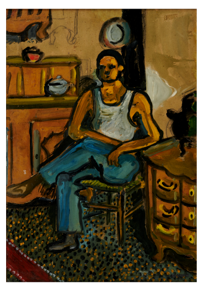 Auguste CHABAUD - Personnage au pantalon bleu - Huile sur toile signée 2