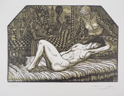 Louis JOU : Danaé - Bois gravé original signé, 1921 2