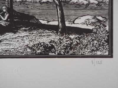 Jean-Baptiste VETTINER : Les philosophes - Bois gravé original signé, 1921 2