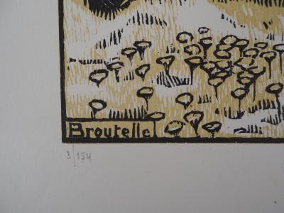Honore BROUTELLE : La Force du Boeuf - Bois gravé original signé 2