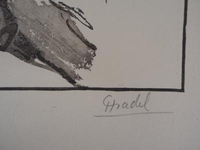 Jules CHADEL : Le lion - Bois gravé original signé, 1922 2