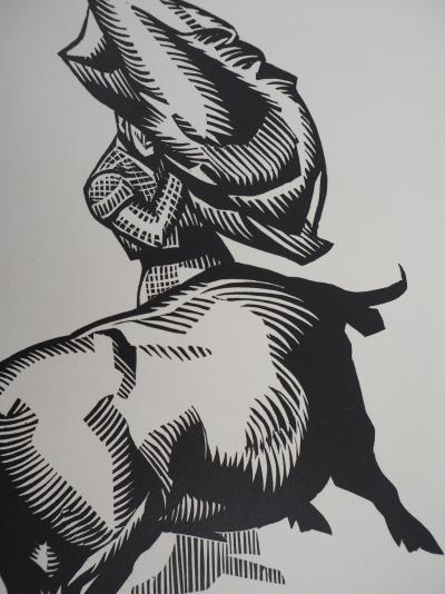HERMANN-PAUL : Tauromachie, Une passe de muleta - Bois gravé original signé, 1922 2