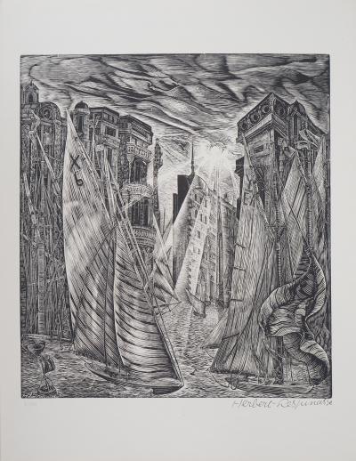 Herbert LESPINASSE : Argosie - Bois gravé original signé, 1922 2