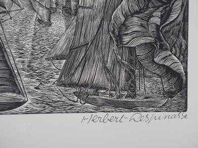 Herbert LESPINASSE : Argosie - Bois gravé original signé, 1922 2
